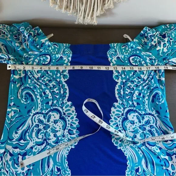 LILLY PULITZER Brilliant‎ Blue Moon Jellies Tiana Off The Shoulder Dress Medium - Picture 14 of 15